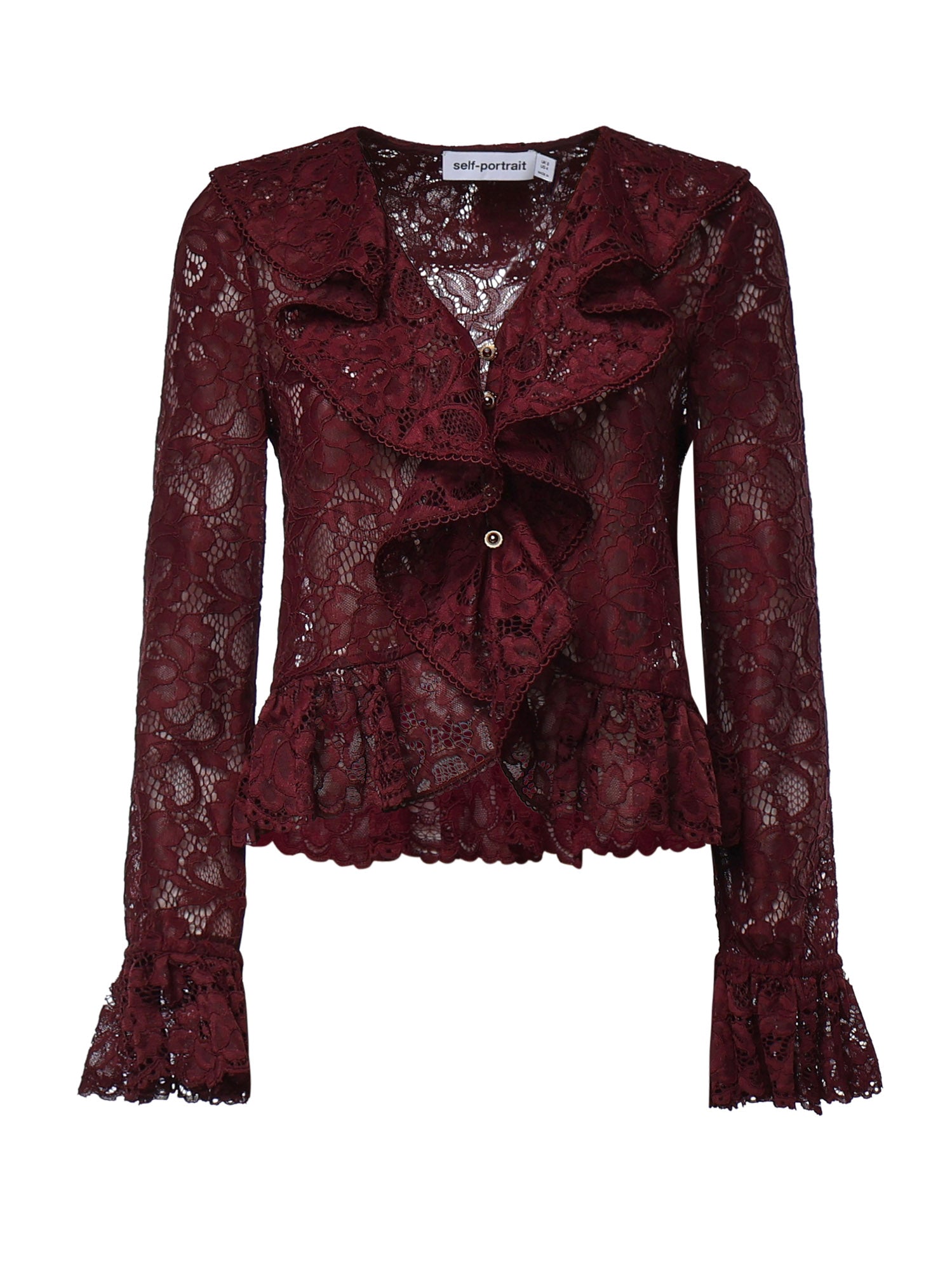 Top in pizzo con volant PF26102T BU SELF-PORTRAIT 