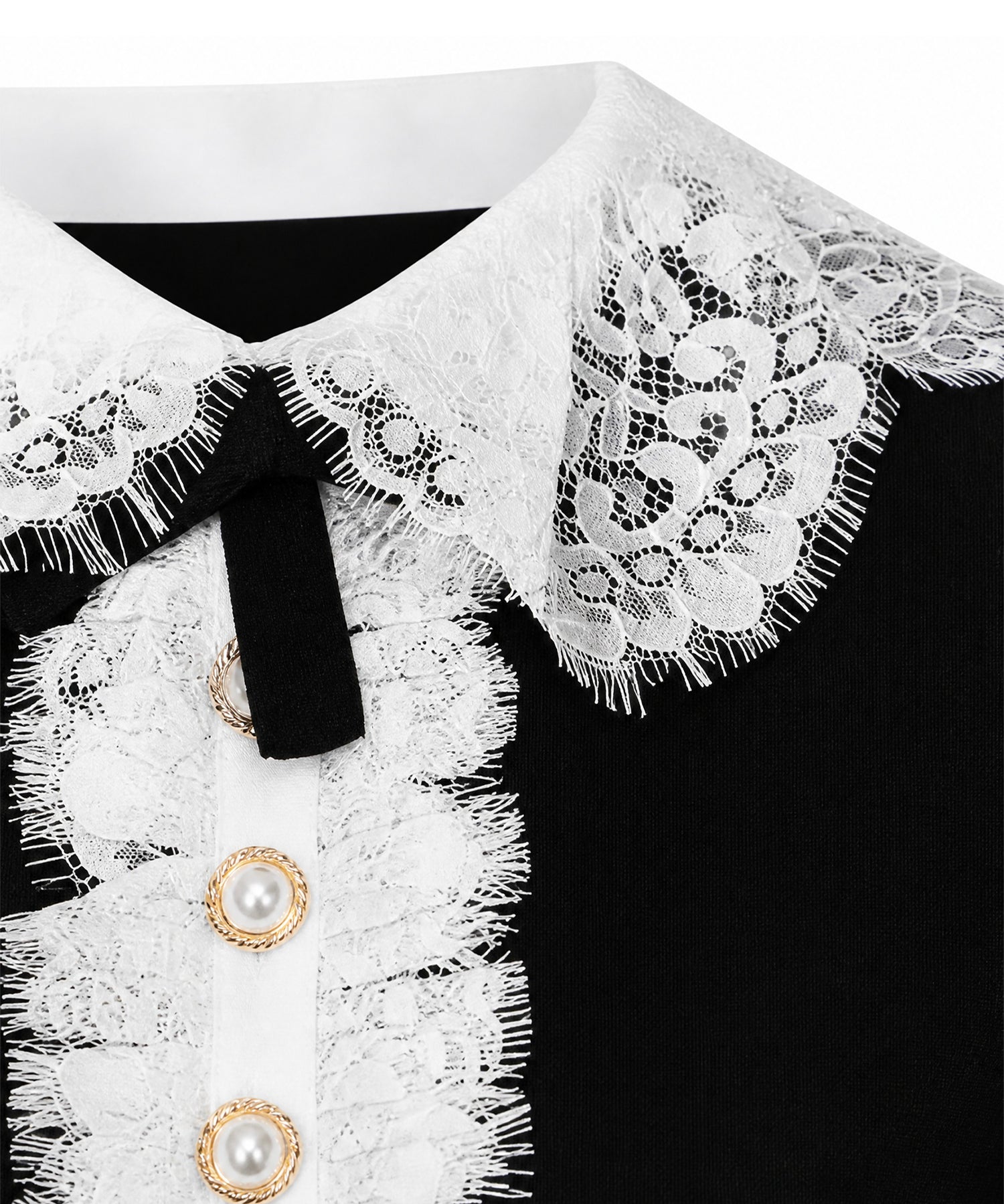 Top in maglia con colletto in pizzo PF26134T B SELF-PORTRAIT 