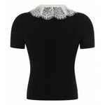 Top in maglia con colletto in pizzo PF26134T B SELF-PORTRAIT 