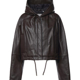 Bomber in pelle con cappuccio 2622446012600 001 SPORTMAX 