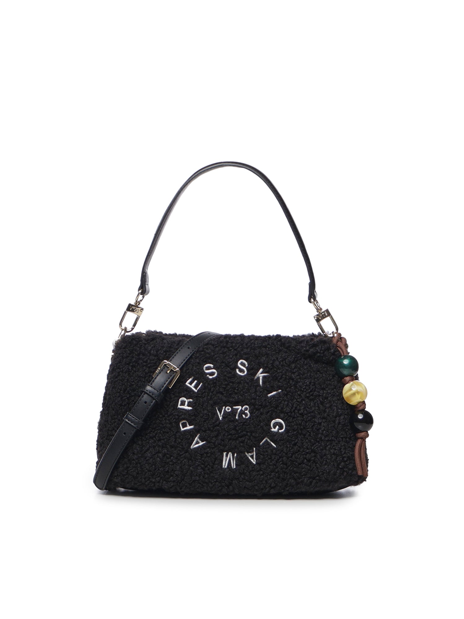 Borsa a spalla Ski Glam in tessuto effetto teddy 73BSA1W03 SKI GLAMNERO V° 73 