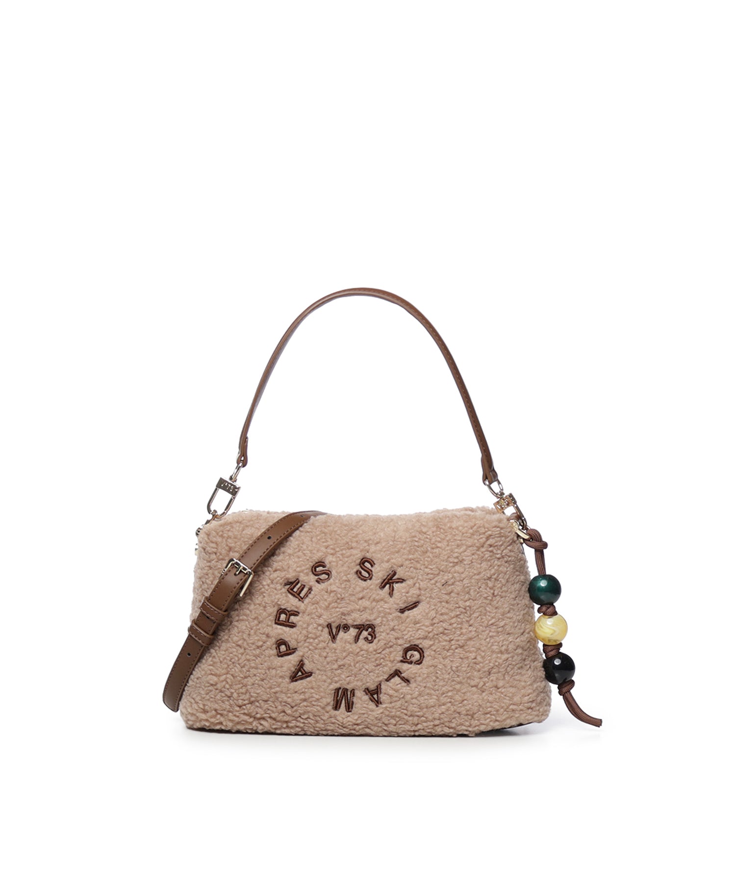 Borsa a spalla Ski Glam in tessuto effetto teddy 73BSA1W03 SKI GLAMNOCCIOLA V° 73 