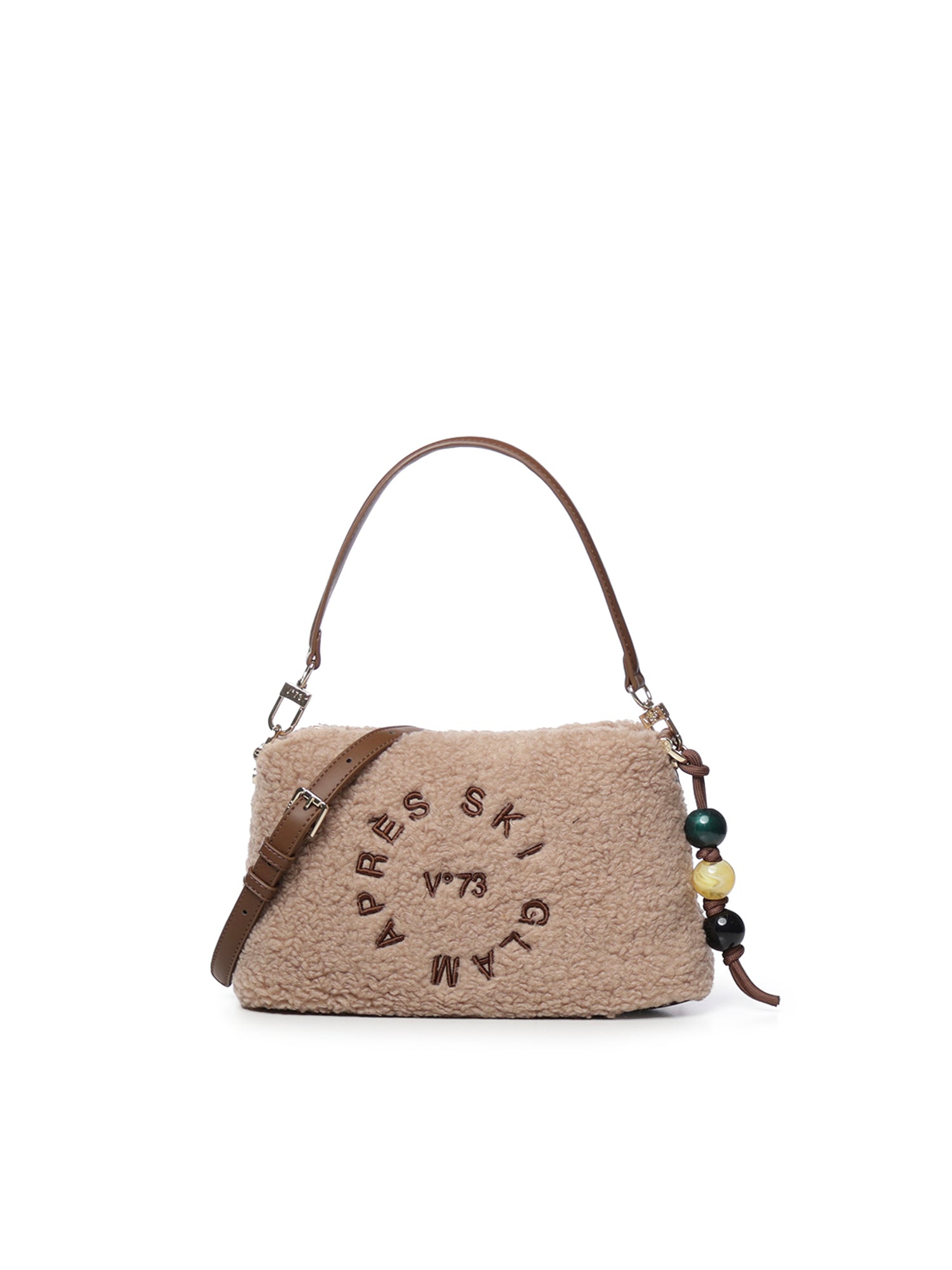 Borsa a spalla Ski Glam in tessuto effetto teddy 73BSA1W03 SKI GLAMNOCCIOLA V° 73 