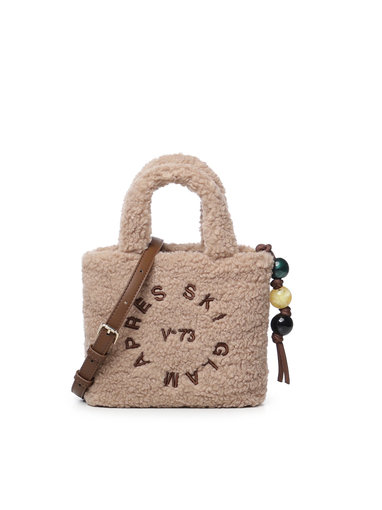 Borsa a mano Ski Glam in tessuto effetto teddy 73BSA1W04 SKI GLAMNOCCIOLA V° 73 