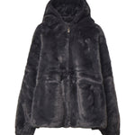 Giacca con cappuccio in pelliccia sintetica 73C1AA107B PRINCESSANTRACITE V° 73 