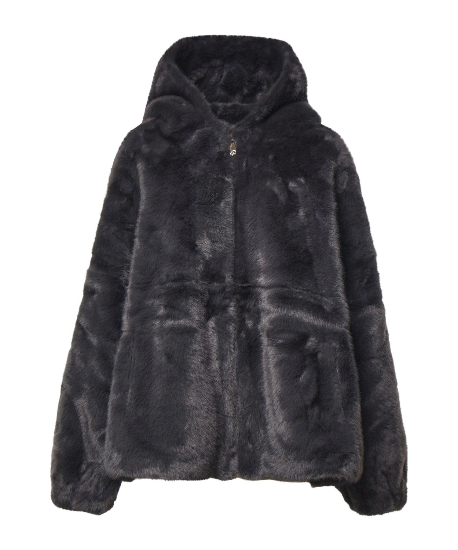 Giacca con cappuccio in pelliccia sintetica 73C1AA107B PRINCESSANTRACITE V° 73 
