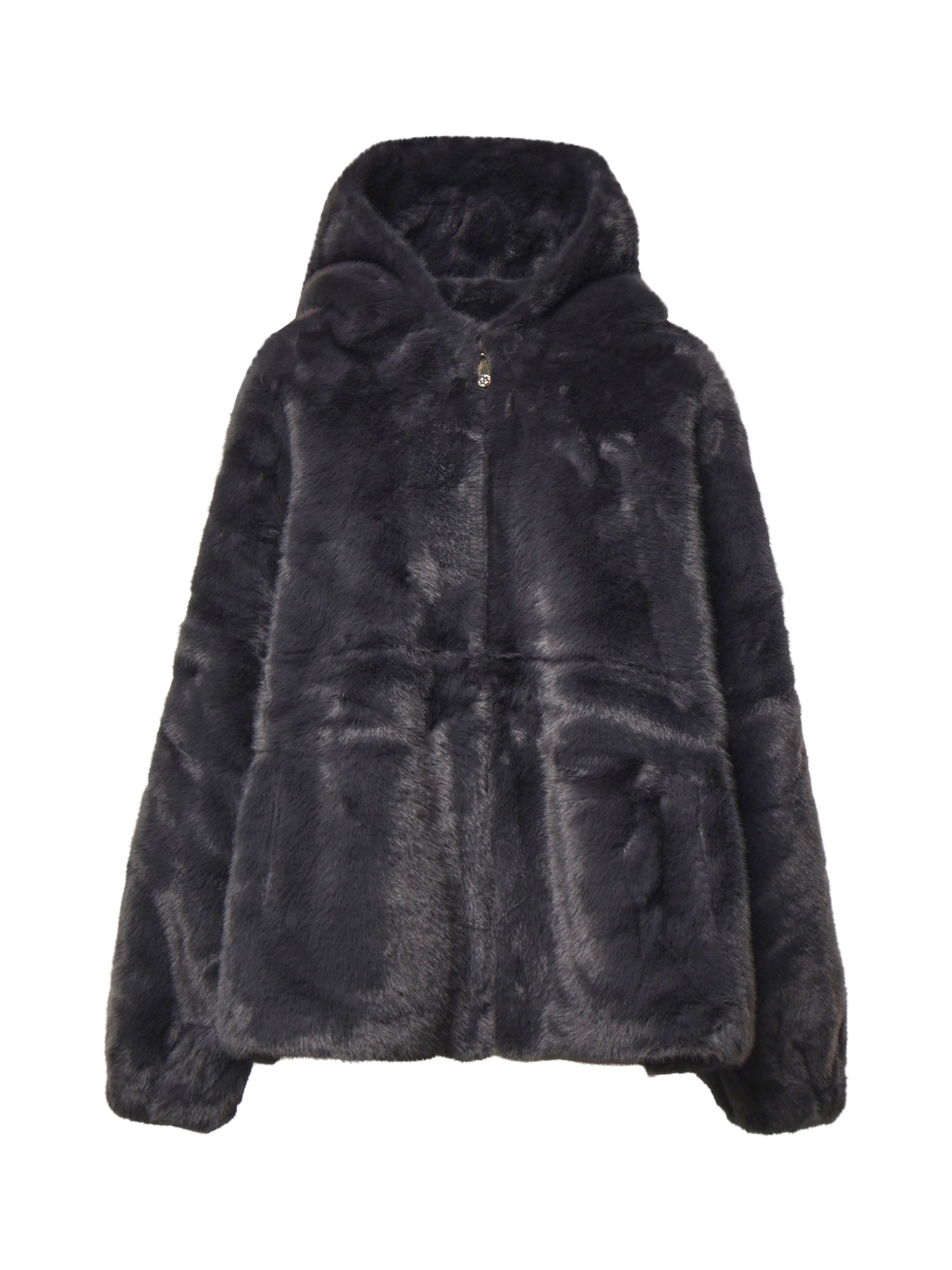 Giacca con cappuccio in pelliccia sintetica 73C1AA107B PRINCESSANTRACITE V° 73 