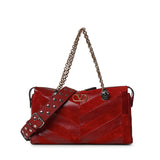 Borsa media a spalla Panthea in suede e nappa motivo chevron 9W2B0S70 DEDAQS VALENTINO GARAVANI 