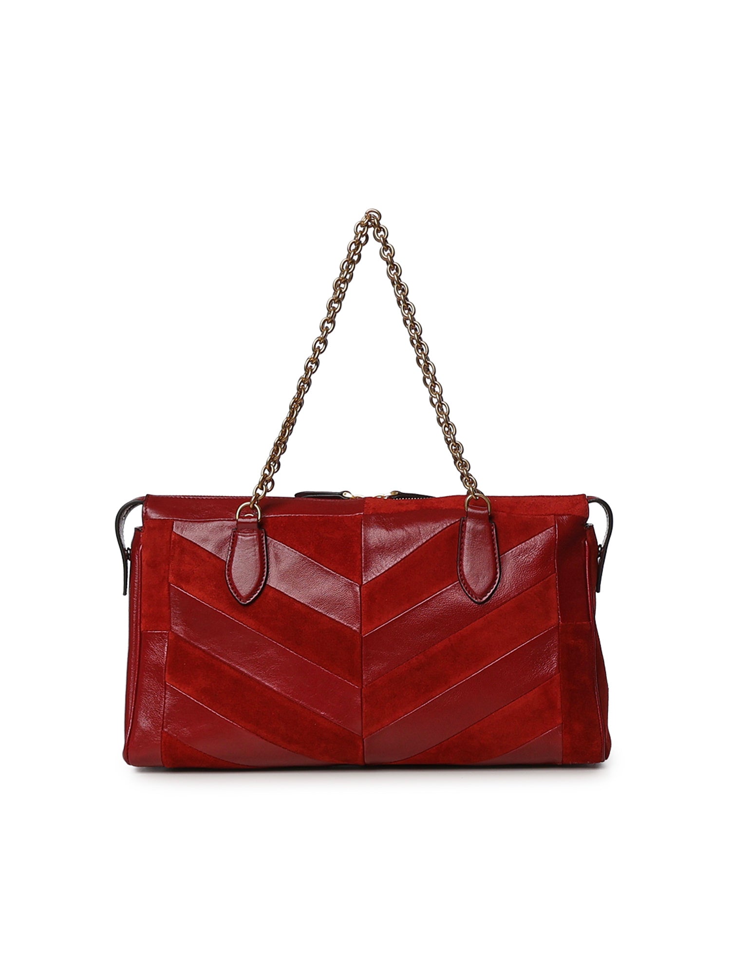 Borsa media a spalla Panthea in suede e nappa motivo chevron 9W2B0S70 DEDAQS VALENTINO GARAVANI 
