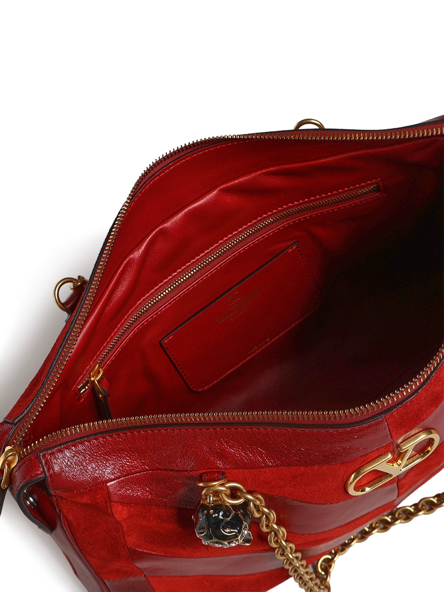 Borsa media a spalla Panthea in suede e nappa motivo chevron 9W2B0S70 DEDAQS VALENTINO GARAVANI 