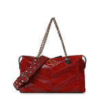 Borsa media a spalla Panthea in suede e nappa motivo chevron 9W2B0S70 DEDAQS VALENTINO GARAVANI 