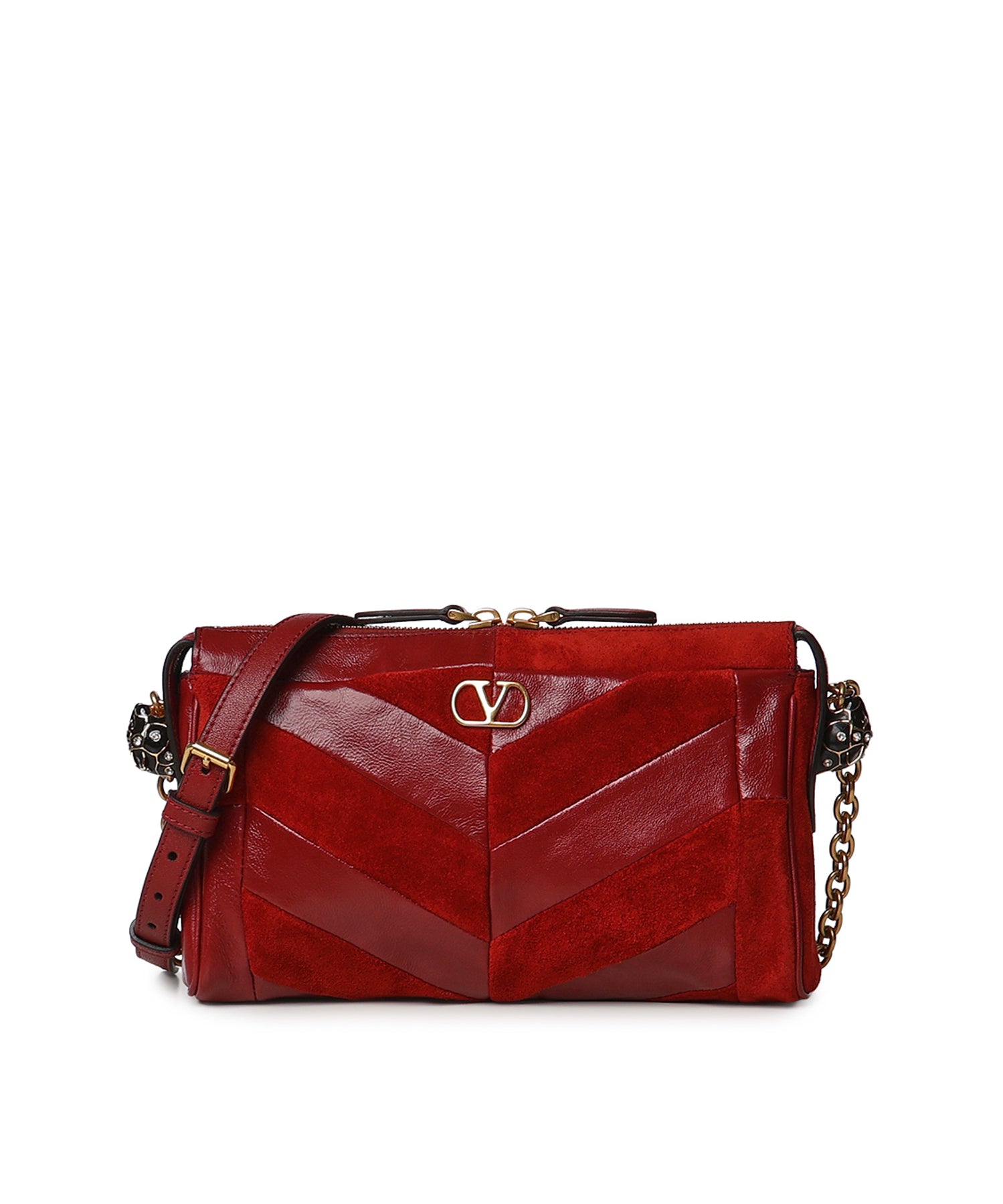 Borsa piccola a spalla Panthea in suede e nappa motivo chevron 9W2B0S99 DEDAQS VALENTINO GARAVANI 