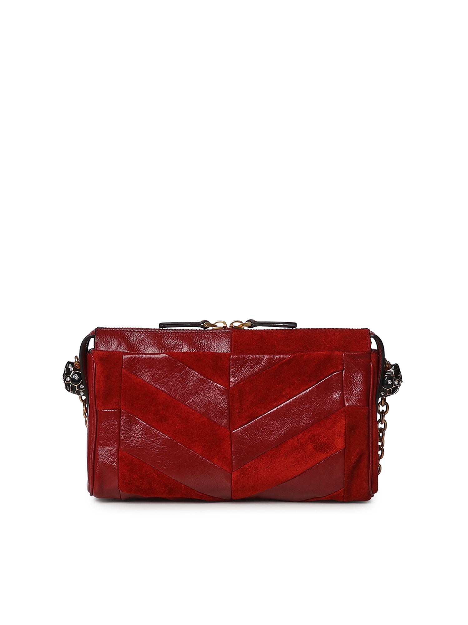Borsa piccola a spalla Panthea in suede e nappa motivo chevron 9W2B0S99 DEDAQS VALENTINO GARAVANI 