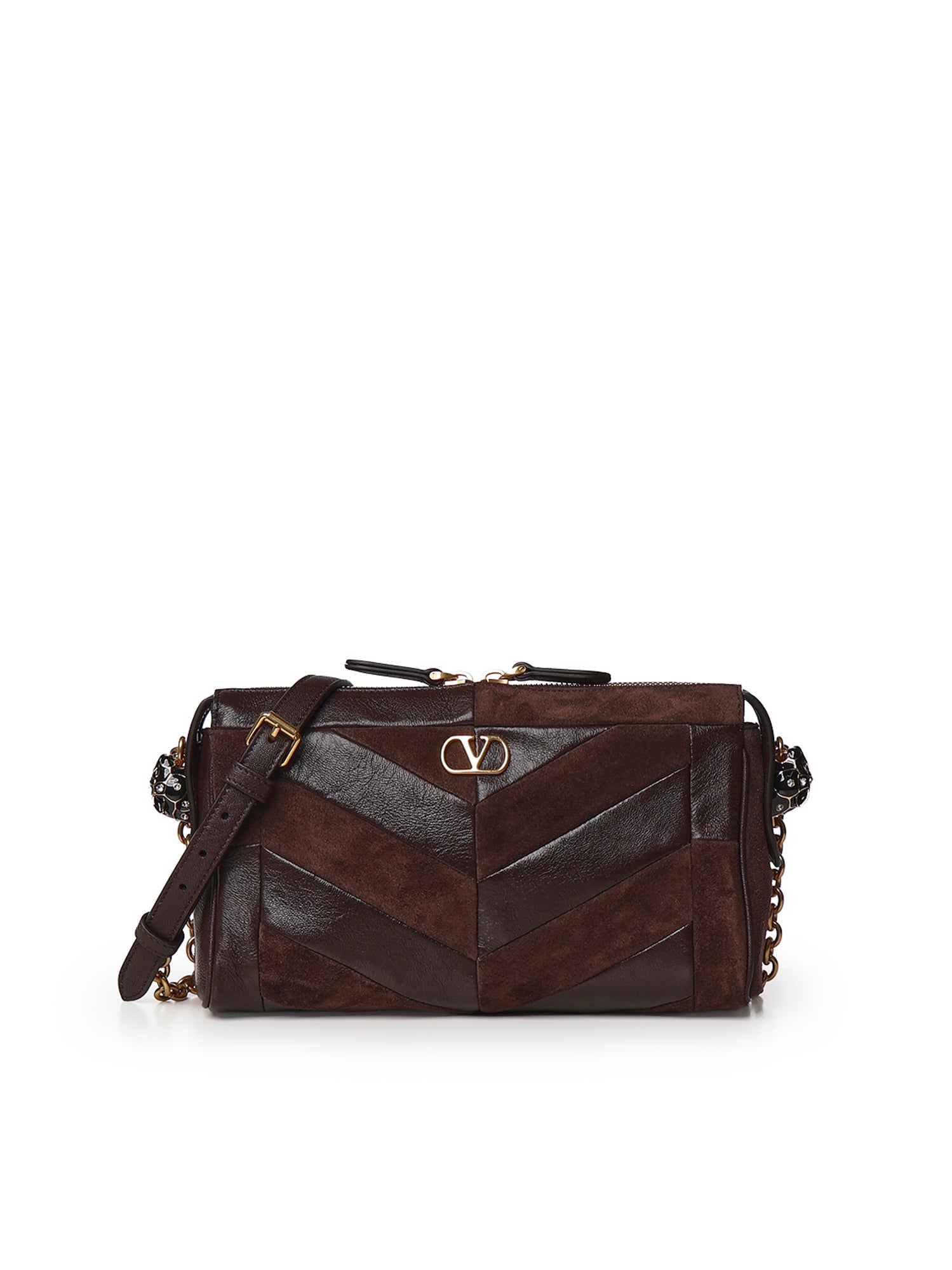 Borsa piccola a spalla Panthea in suede e nappa motivo chevron 9W2B0S99 DEDRE6 VALENTINO GARAVANI 