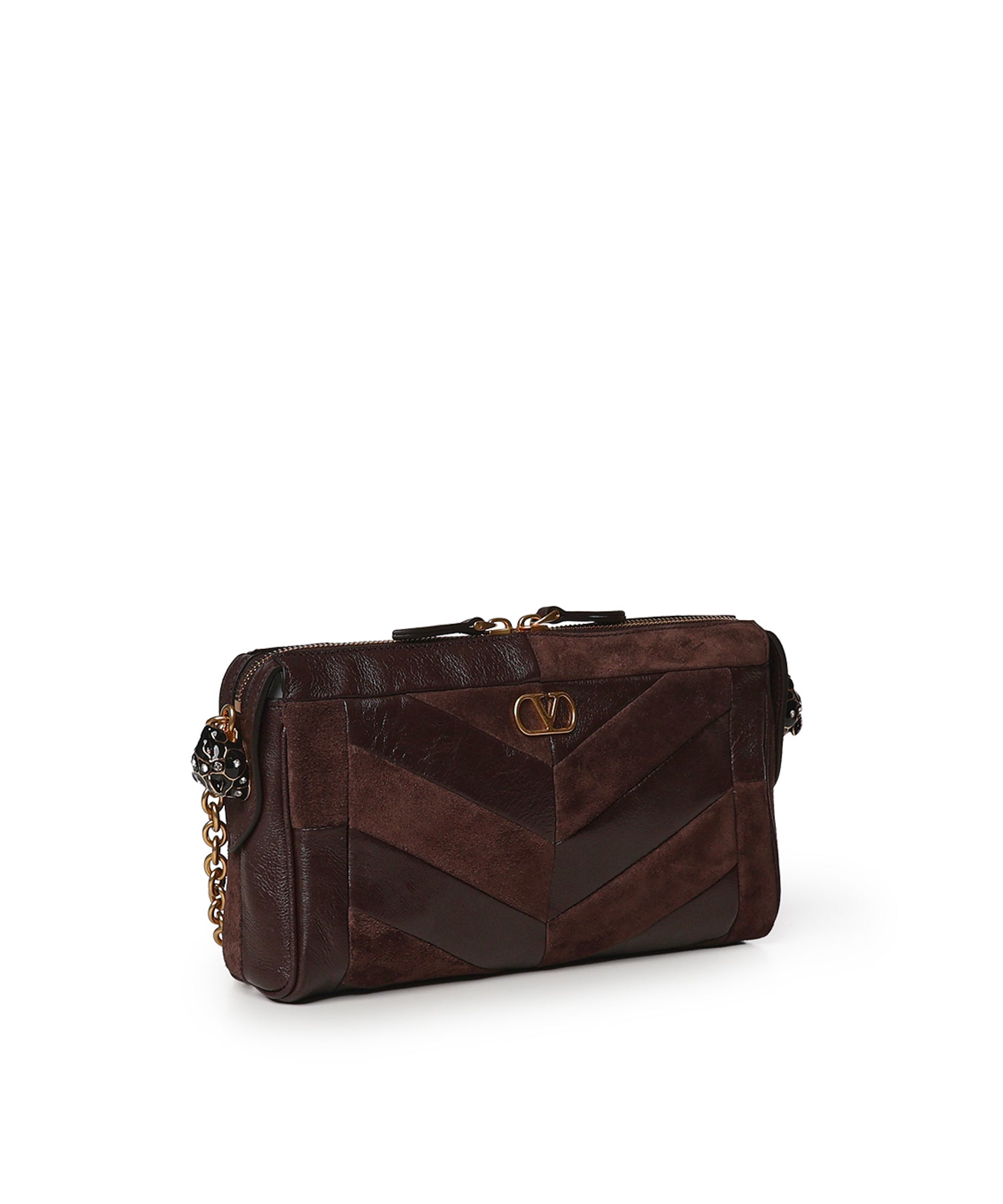 Borsa piccola a spalla Panthea in suede e nappa motivo chevron 9W2B0S99 DEDRE6 VALENTINO GARAVANI 