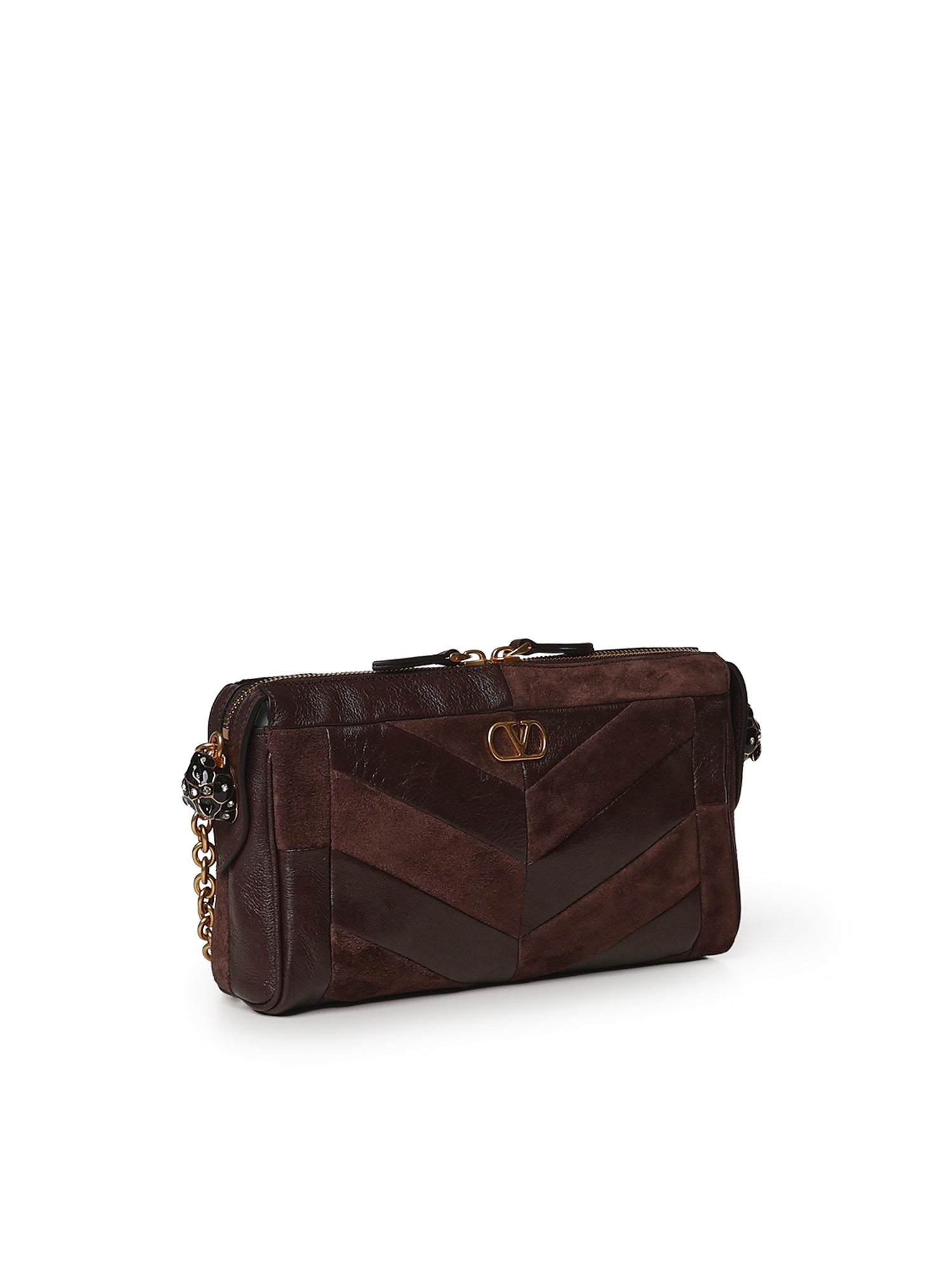 Borsa piccola a spalla Panthea in suede e nappa motivo chevron 9W2B0S99 DEDRE6 VALENTINO GARAVANI 