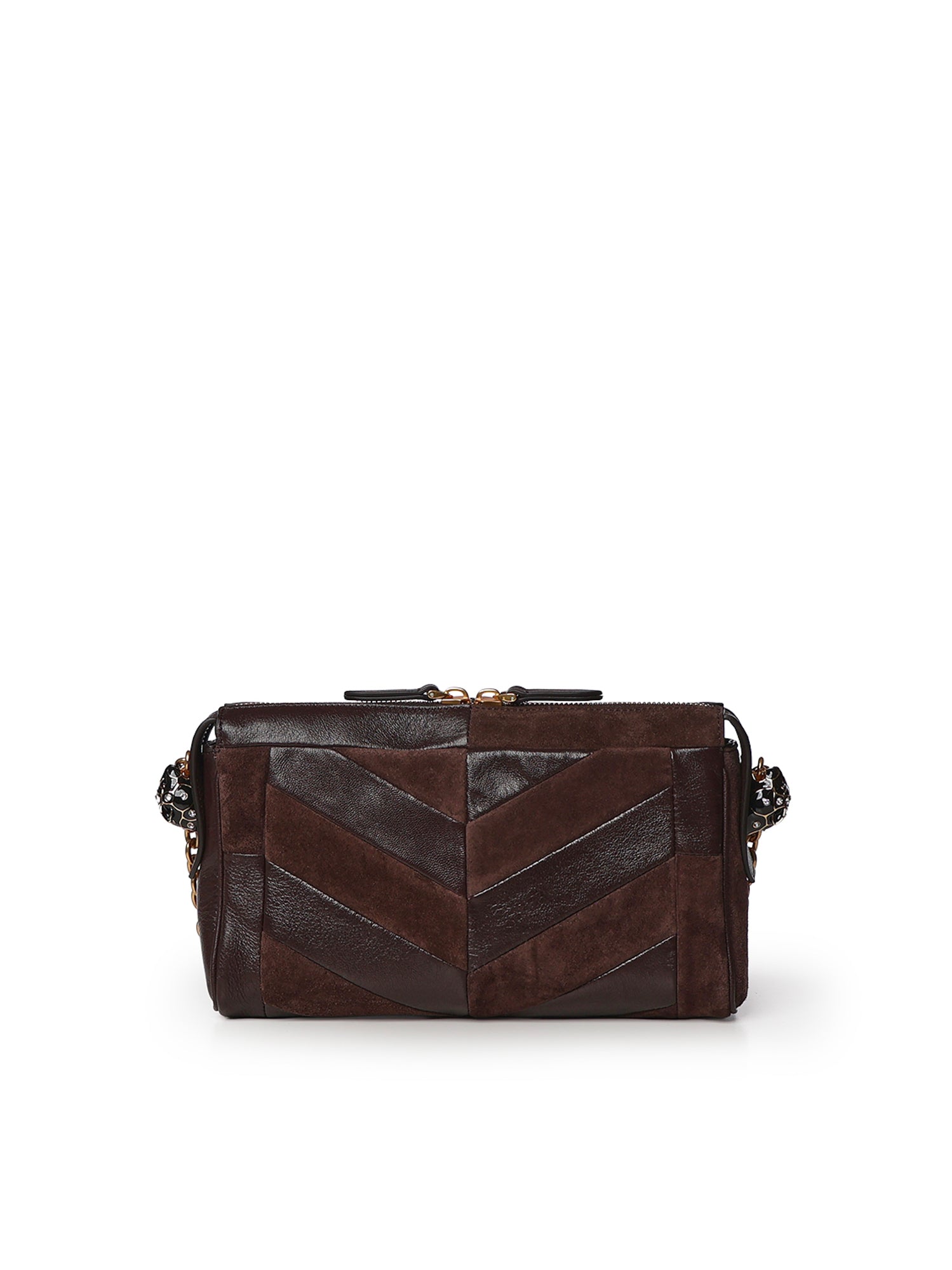 Borsa piccola a spalla Panthea in suede e nappa motivo chevron 9W2B0S99 DEDRE6 VALENTINO GARAVANI 