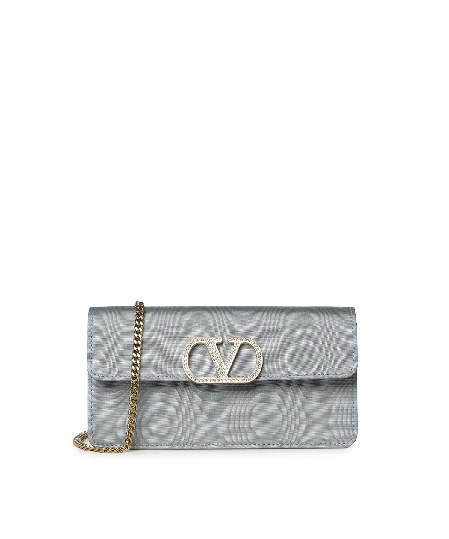 Portafoglio con catena Vlogo Signature in moiré con logo gioiello 9W2P0BB4 YREMW3 VALENTINO GARAVANI 