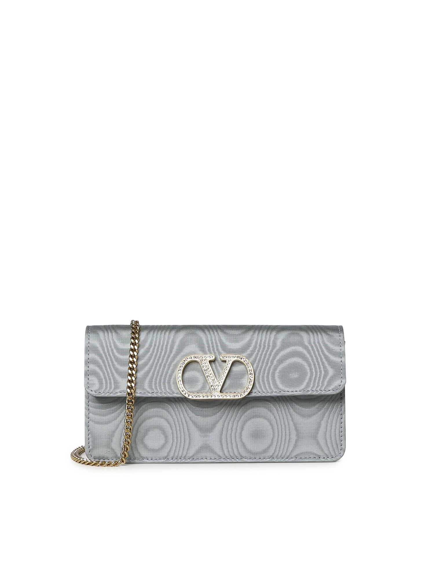 Portafoglio con catena Vlogo Signature in moiré con logo gioiello 9W2P0BB4 YREMW3 VALENTINO GARAVANI 