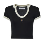 Top aderente bicolore con logo Orb 1G01001F J00BON401 VIVIENNE WESTWOOD 