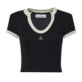 Top aderente bicolore con logo Orb 1G01001F J00BON401 VIVIENNE WESTWOOD 