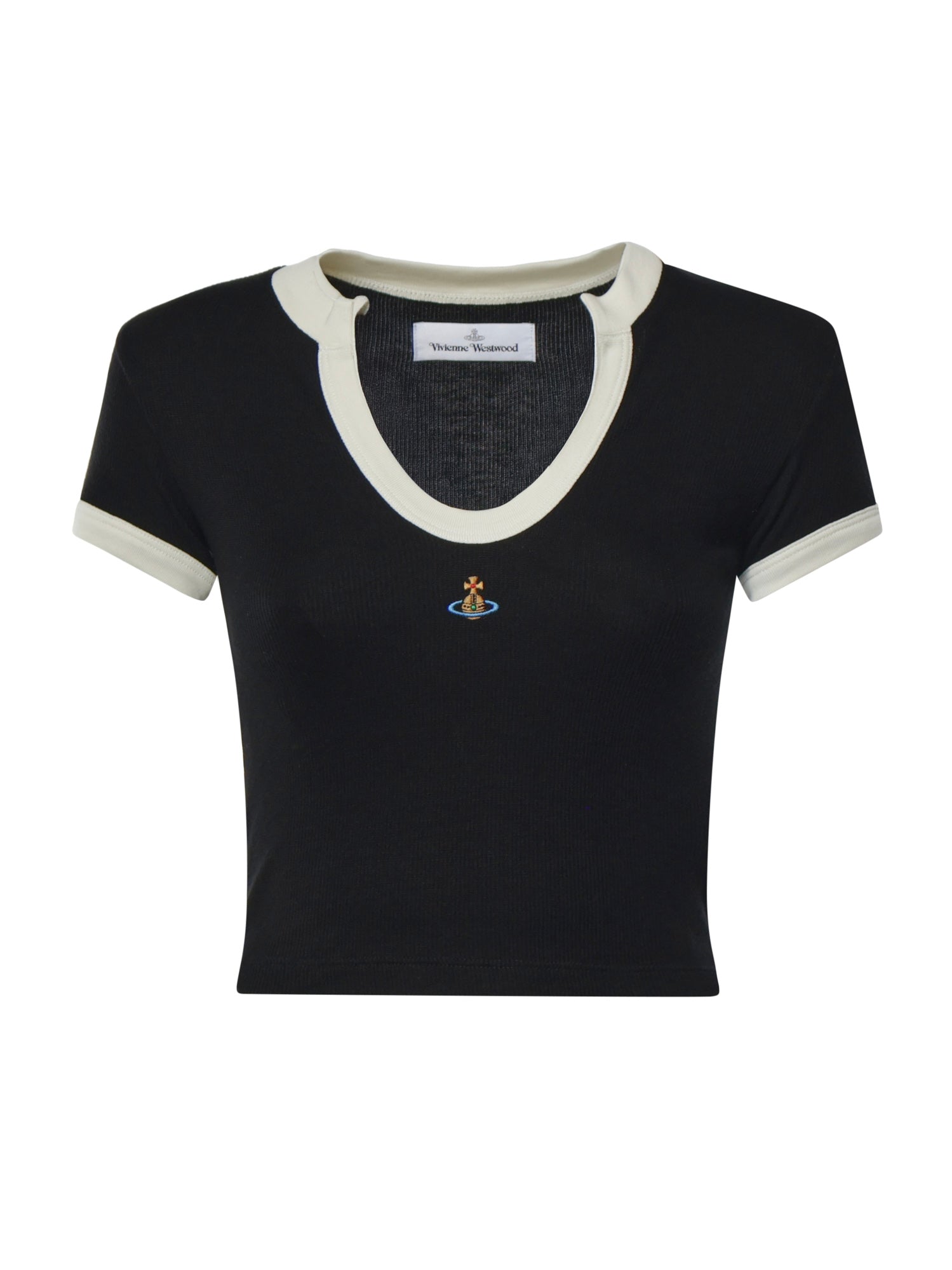 Top aderente bicolore con logo Orb 1G01001F J00BON401 VIVIENNE WESTWOOD 