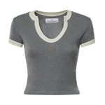 Top aderente bicolore con logo Orb 1G01001F J00BOP403 VIVIENNE WESTWOOD 