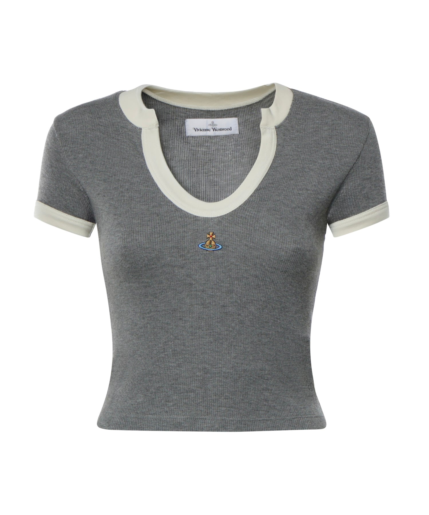 Top aderente bicolore con logo Orb 1G01001F J00BOP403 VIVIENNE WESTWOOD 