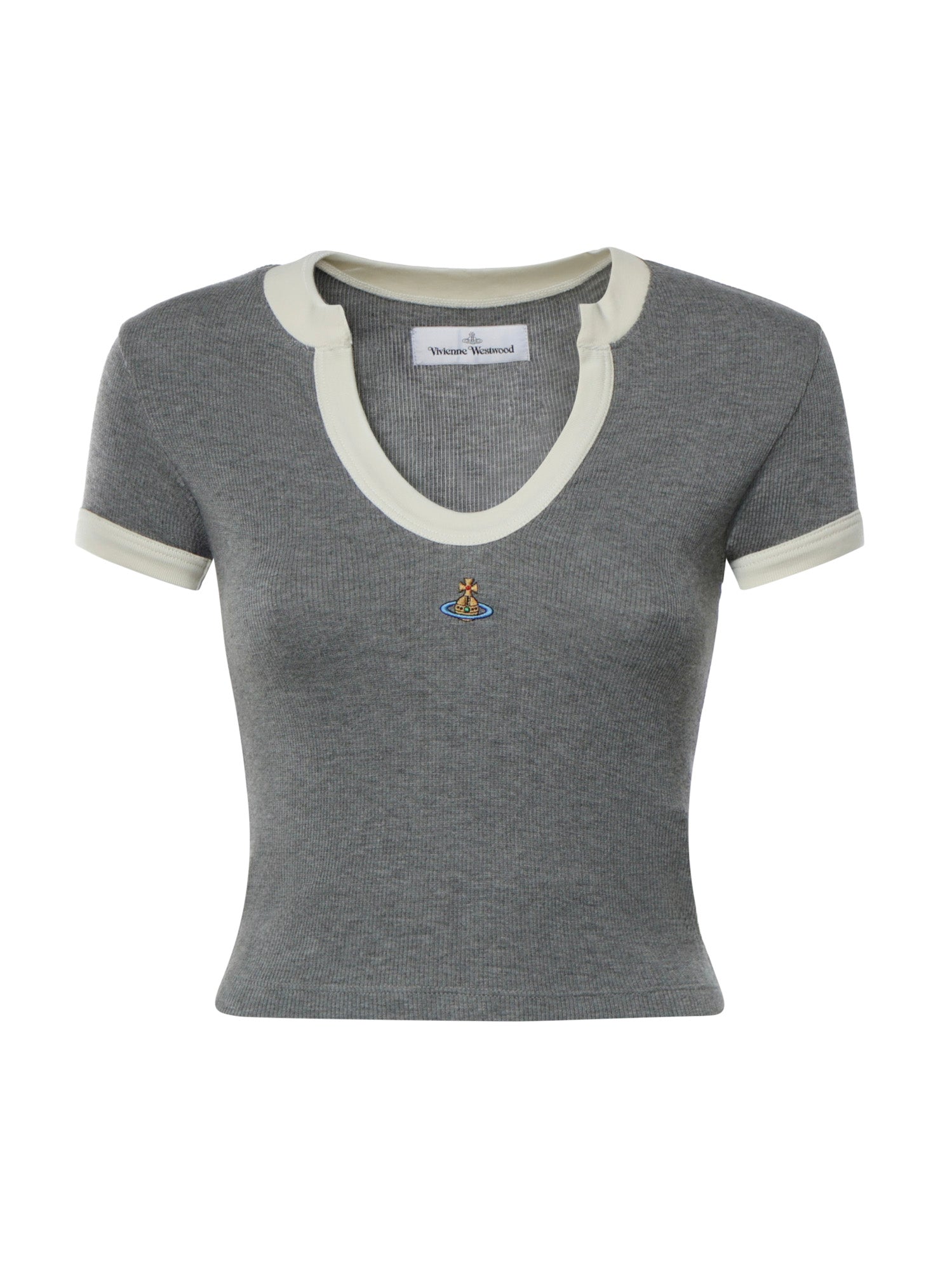 Top aderente bicolore con logo Orb 1G01001F J00BOP403 VIVIENNE WESTWOOD 