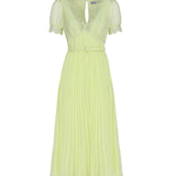 Abito longuette in chiffon con dettaglio in pizzo RS23-075M CHIFFONLIME GREEN SELF-PORTRAIT 