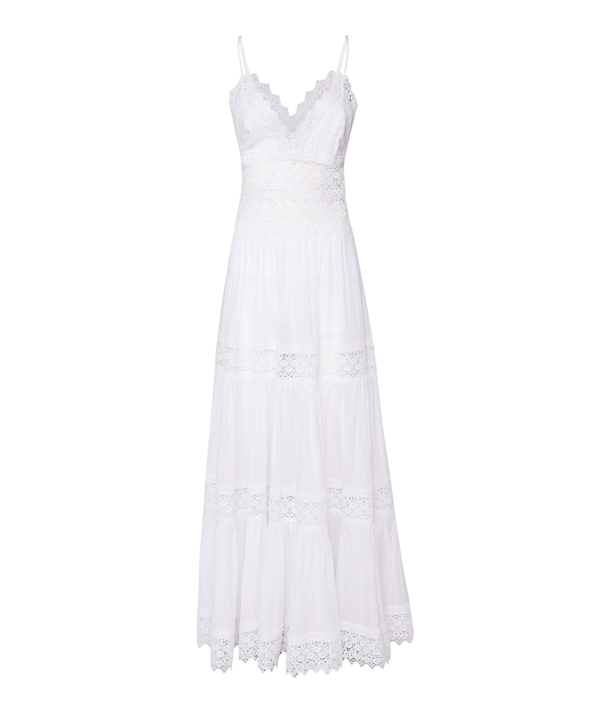 Abito maxi senza spalline in voile di misto cotone 201638 -WHITE CHARO RUIZ 