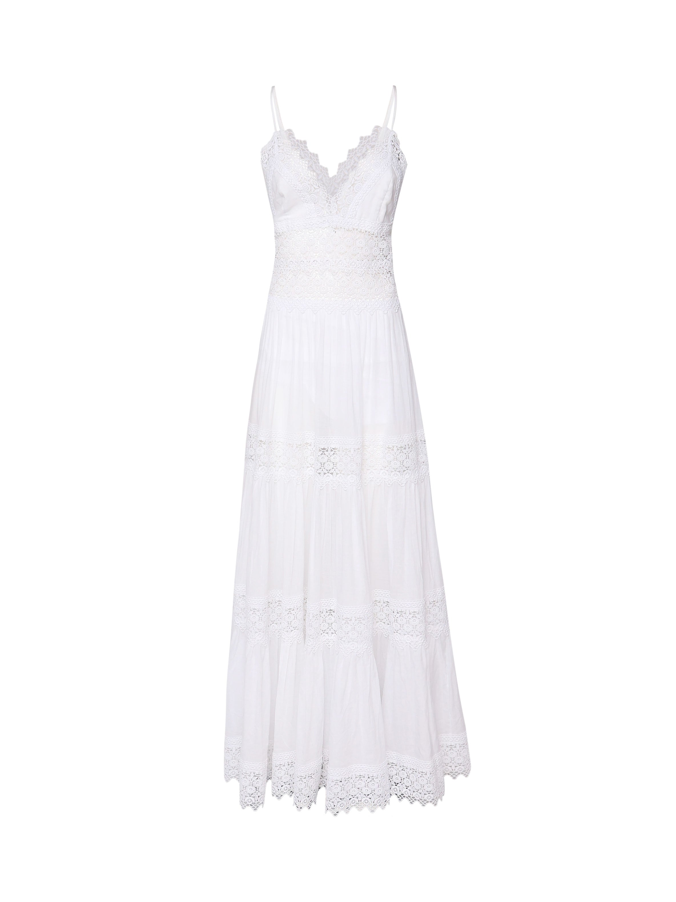 Abito maxi senza spalline in voile di misto cotone 201638 -WHITE CHARO RUIZ 