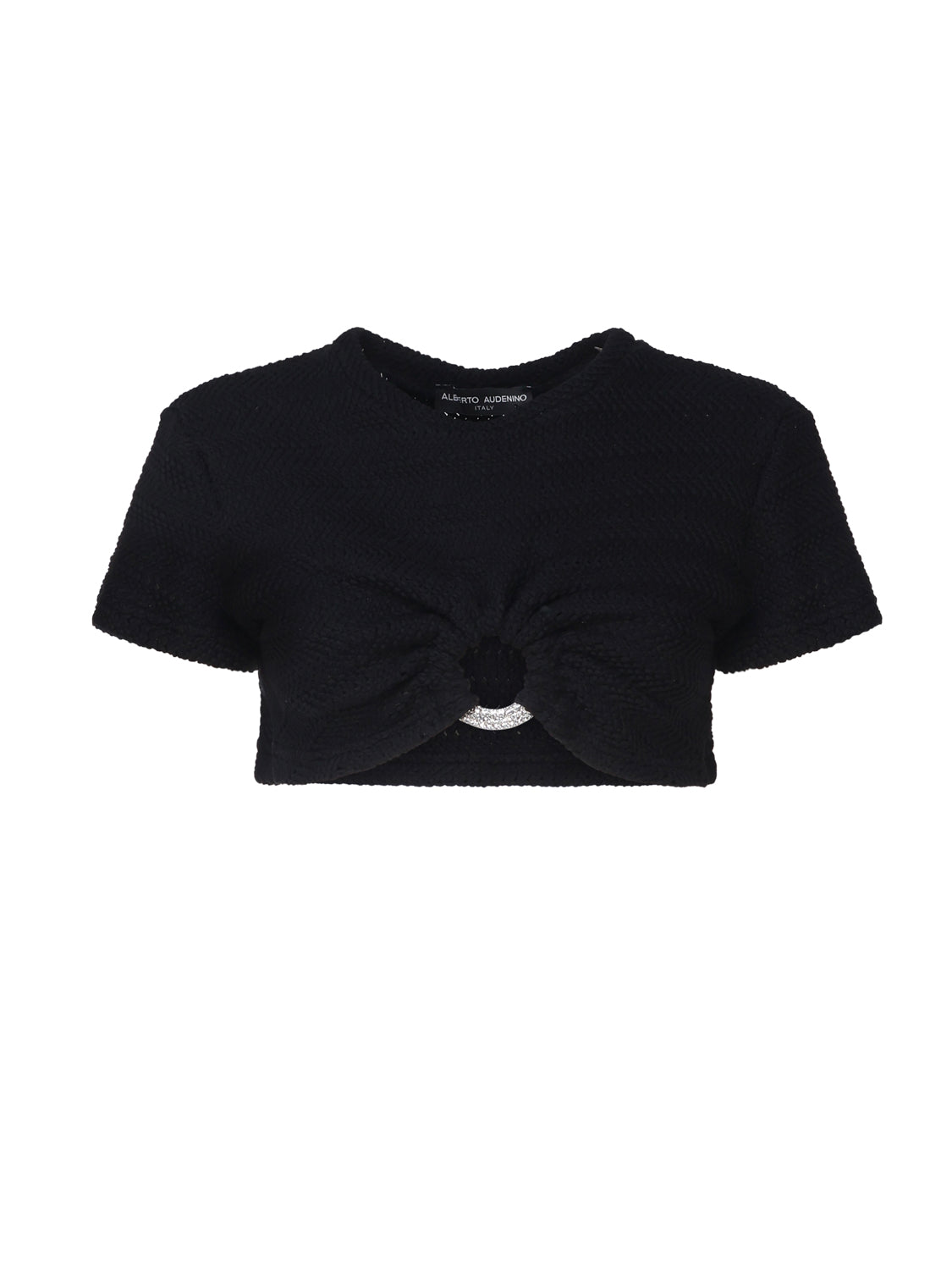 Maglia cropped con dettaglio cut- out AUS4MUST -BLACK ALBERTO AUDENINO 