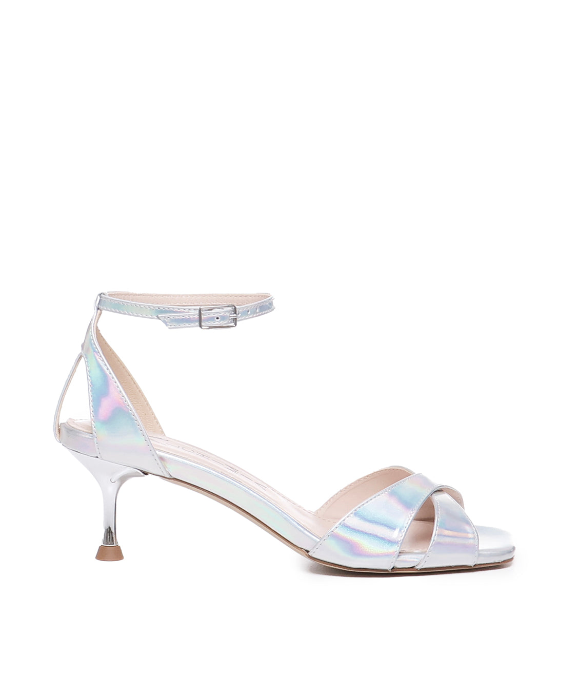 Sandali con tacco e cinturino<BR/> BENNY S2403 IRIDESILVER ALCHIMIA 