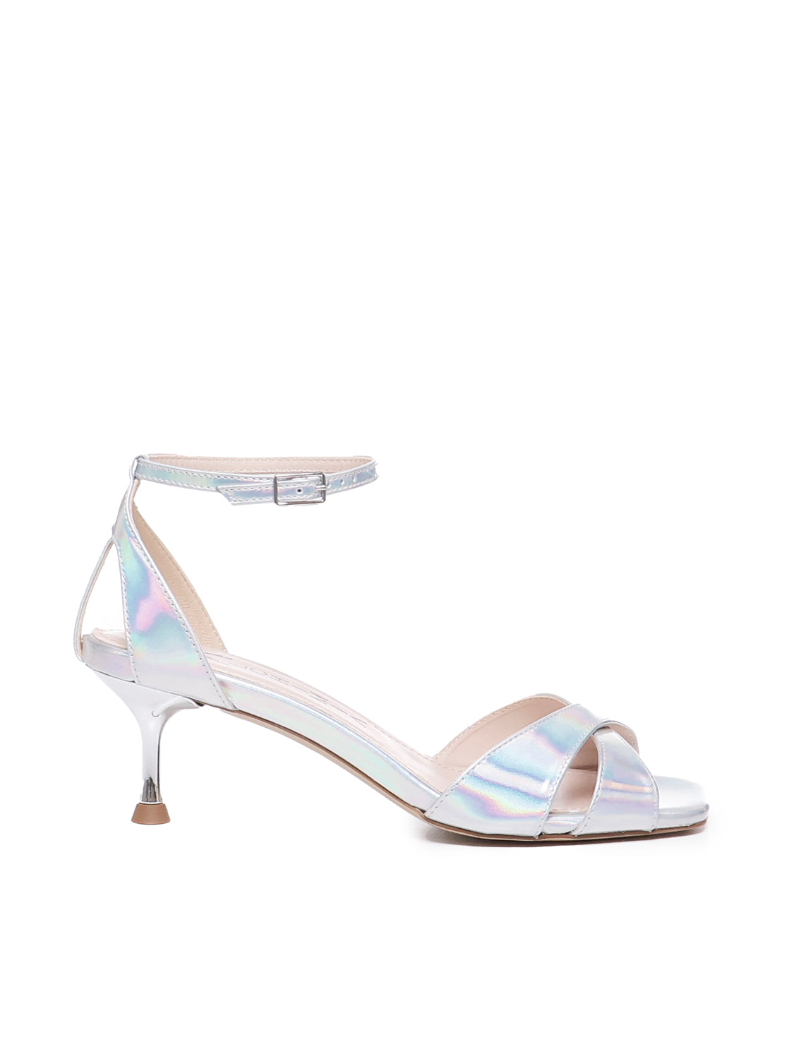 Sandali con tacco e cinturino<BR/> BENNY S2403 IRIDESILVER ALCHIMIA 
