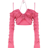 Top in maglia con ruches 2M446A -N0722 BLUMARINE 