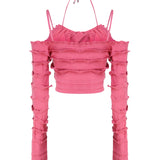 Top in maglia con ruches 2M446A -N0722 BLUMARINE 