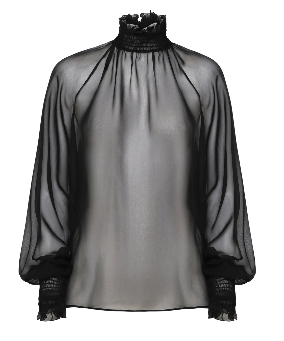 Blusa a collo alto in chiffon trasparente F79EMT FU1ATN0000 DOLCE & GABBANA 
