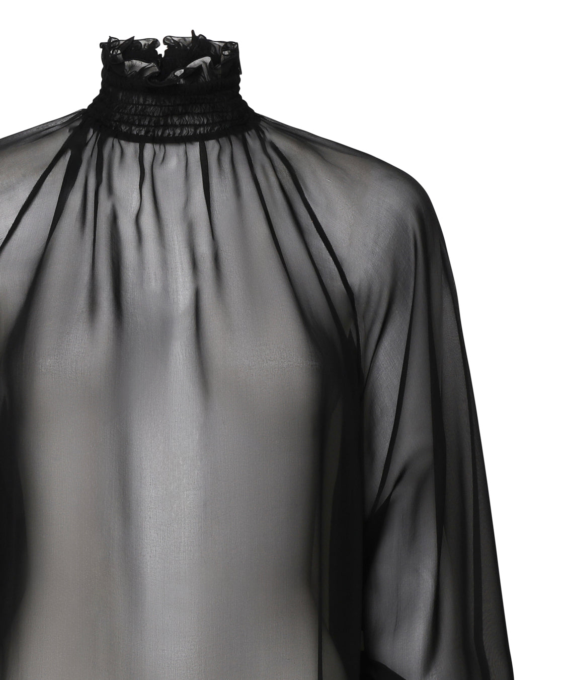 Blusa a collo alto in chiffon trasparente F79EMT FU1ATN0000 DOLCE & GABBANA 