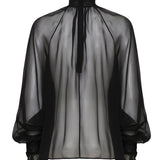 Blusa a collo alto in chiffon trasparente F79EMT FU1ATN0000 DOLCE & GABBANA 
