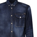Camicia denim con placca logo S71DM0658 S30341470 DSQUARED2 