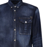 Camicia denim con placca logo S71DM0658 S30341470 DSQUARED2 