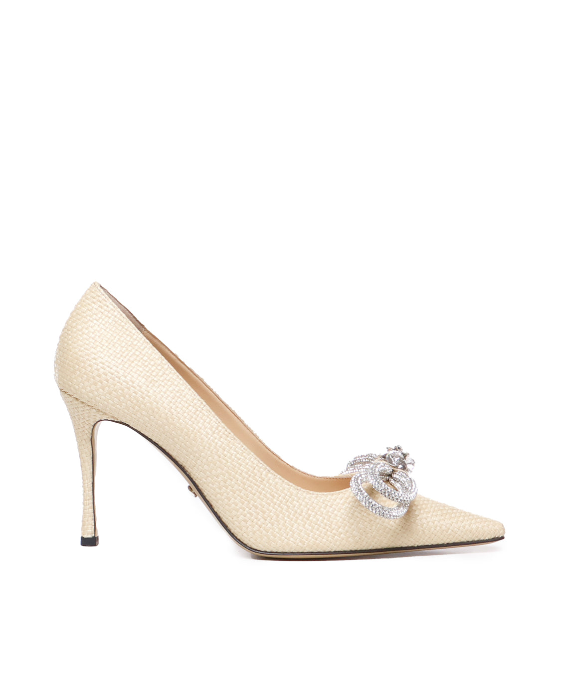 Décolleté in rafia con cristalli Double Bow R24S023095RAFNAT -1 MACH & MACH 