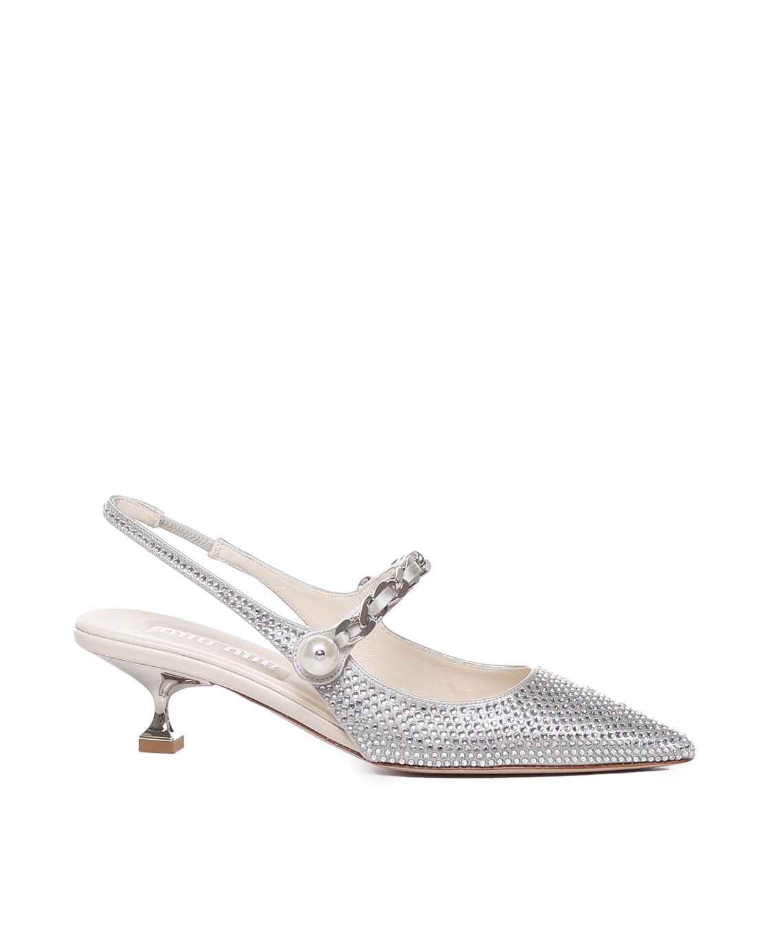Slingback in misto seta con applicazioni 5I055E 2AWLF0164 MIU MIU 