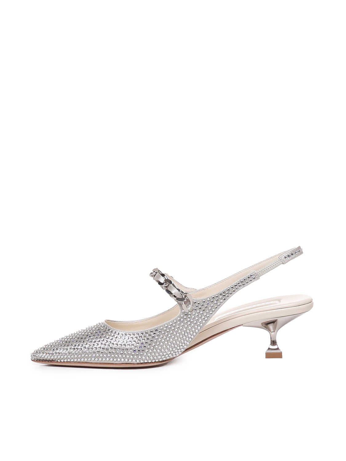 Slingback in misto seta con applicazioni 5I055E 2AWLF0164 MIU MIU 