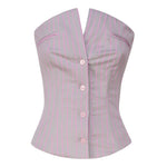 Top corsetto Court SS24RTWTP086 STRETCH COTTONGREY/PINK PINSTRIPE POSTER GIRL 