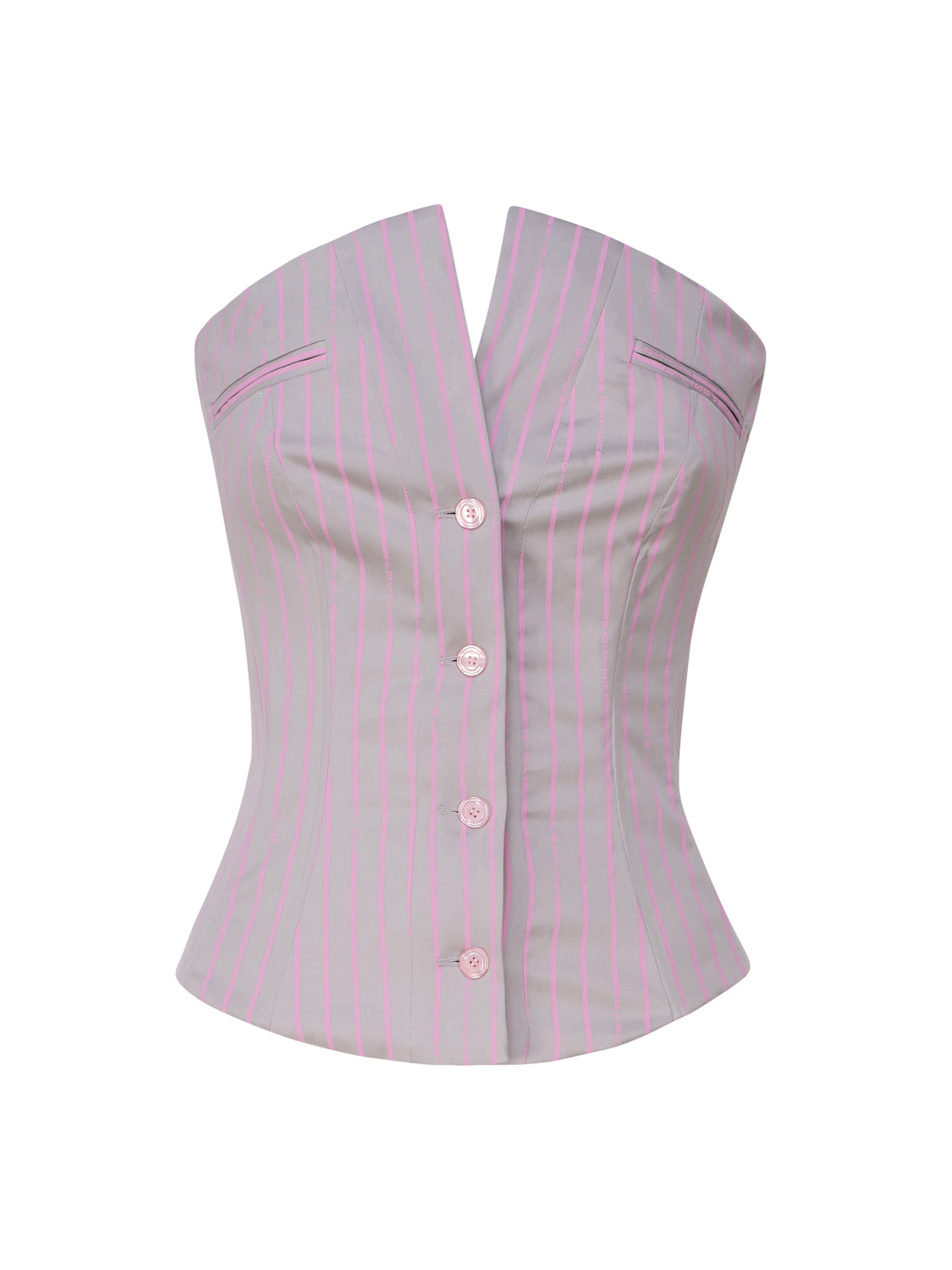Top corsetto Court SS24RTWTP086 STRETCH COTTONGREY/PINK PINSTRIPE POSTER GIRL 