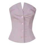 Top corsetto Court SS24RTWTP086 STRETCH COTTONGREY/PINK PINSTRIPE POSTER GIRL 