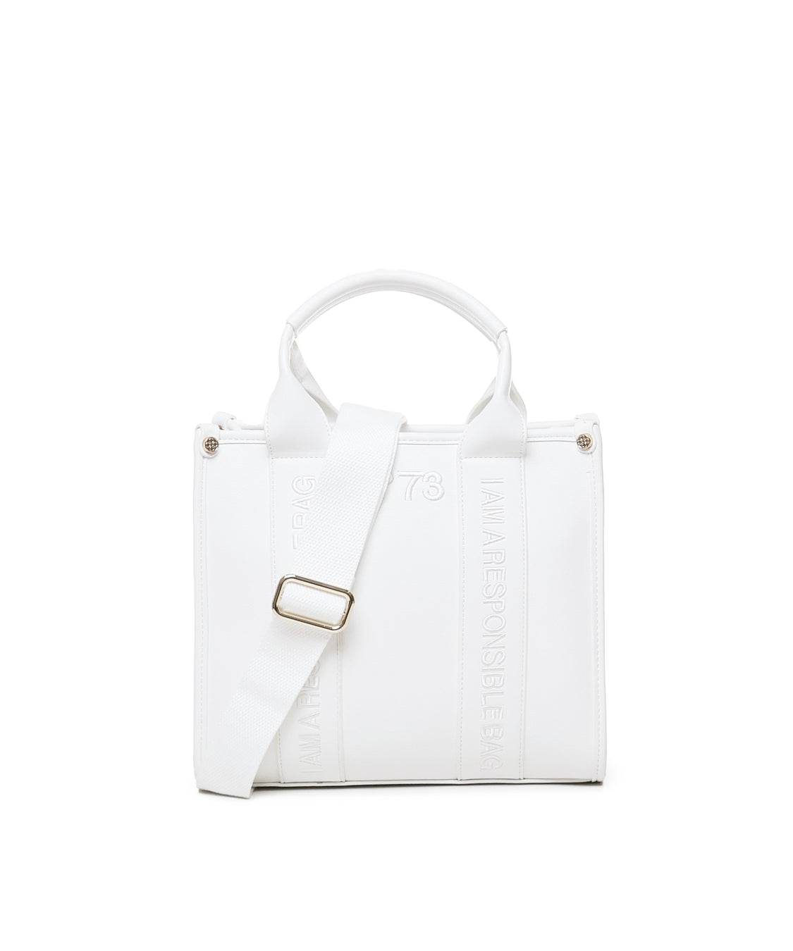 Borsa tote con ricamo 73BS7HD02 ECHO 73 BIANCO V° 73 