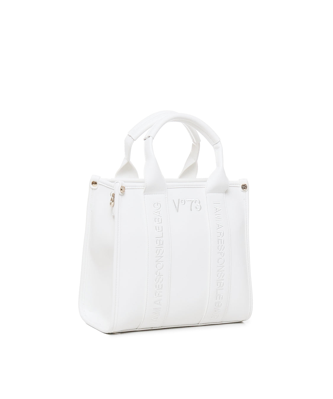 Borsa tote con ricamo 73BS7HD02 ECHO 73 BIANCO V° 73 